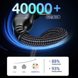 AUFU 2-Pack USB C to USB C Cable 240W C to C Cable Fast Charging Type C Cable for iPhone 17 16 15 Pro Max iPad MacBook Air Pro Samsung S26 S25 Ultra Elbow Data Wire Cord