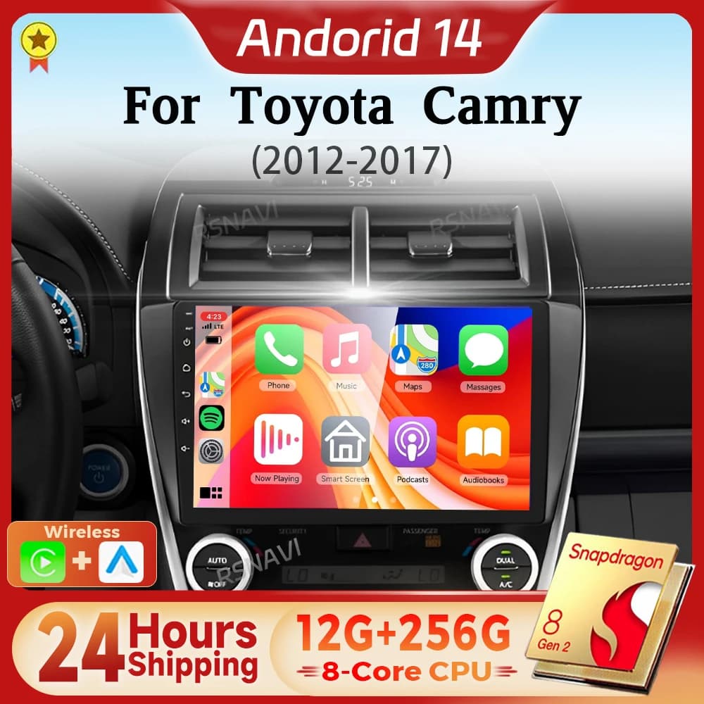 Android 14 Car radio Navigation Multimedia Player For Toyota Camry 7 2012 - 2014 Carplay Auto Stereo