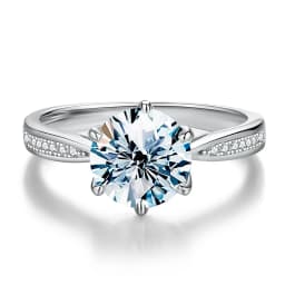 S925 Sterling Silver Brilliant Real 1CT Round Moissanite Wedding Engagement Ring High Quality Luxury Fine Jewelry for Women