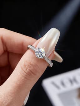 S925 Sterling Silver Brilliant Real 1CT Round Moissanite Wedding Engagement Ring High Quality Luxury Fine Jewelry for Women