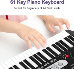 61 Key Beginner Digital Piano Keyboard Set with Stand Bench Microphone Headphones Music Rest Multiple Tones Rhythms Demo Songs Home Practice