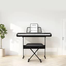 61 Key Beginner Digital Piano Keyboard Set with Stand Bench Microphone Headphones Music Rest Multiple Tones Rhythms Demo Songs Home Practice