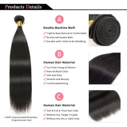 Straight Bundles Human Hair Natural Black Brazilian Remy Hair Extensions 1/3/4 PCS 14-30 Inch Hair Weave Bundles