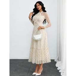 Women's Elegant Sexy Romantic Vintage Polka Dot Double-Layer Bow Dress, Suitable For Work, Dates And Vacation Spring
