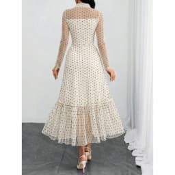 Women's Elegant Sexy Romantic Vintage Polka Dot Double-Layer Bow Dress, Suitable For Work, Dates And Vacation Spring