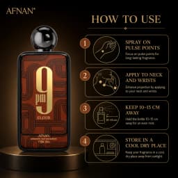 AFNAN 9PM Elixir Perfume 100ml 3.4Oz Parfum Intense for Unisex Long Lasting Arabian Fragrance Spray Vanilla Amber Leather Lavender Spicy Woody Scent Daily Wear Gift