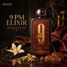 AFNAN 9PM Elixir Perfume 100ml 3.4Oz Parfum Intense for Unisex Long Lasting Arabian Fragrance Spray Vanilla Amber Leather Lavender Spicy Woody Scent Daily Wear Gift