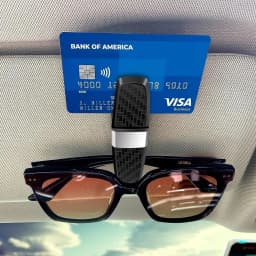 Ticket Card Receipt Clipboard Fastener Glasses Holder Carbon Fiber Car Sun Visor Sunglasses Clip 180 Degree Rotational Double Ended Mount Auto Interior Storage Organizer Accessories Tools