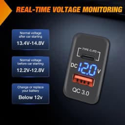 Nilight Rocker Switch Style USB Outlet Socket LED Voltmeter 12V PD Type C and QC 3.0 Outlets Car Using 1.54" x 0.83" Replacement with Inline Fuse for Tacoma Tundra 4Runner FJ Cruiser Hilux Fortuner