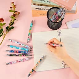 Ireer 8 Pcs Ballpoint Pens for Women 1.00 mm Cute Black Ink Fancy Pens Fine Point Smooth Writing for Students Classroom Office Supplies(Flower)