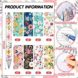 Ireer 8 Pcs Ballpoint Pens for Women 1.00 mm Cute Black Ink Fancy Pens Fine Point Smooth Writing for Students Classroom Office Supplies(Flower)