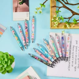 Ireer 8 Pcs Ballpoint Pens for Women 1.00 mm Cute Black Ink Fancy Pens Fine Point Smooth Writing for Students Classroom Office Supplies(Flower)