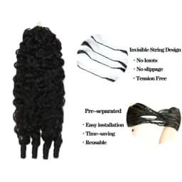 100% Human Hair Feather Crochet 15A Burmese Curly Natural Black Pre-Separated Feather Crochet Invisible Crochet Hair Extensions