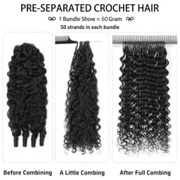 100% Human Hair Feather Crochet 15A Burmese Curly Natural Black Pre-Separated Feather Crochet Invisible Crochet Hair Extensions