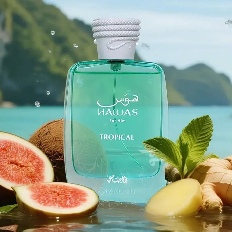 Luxury Rasasi Hawas Tropical For Him Eau De Parfum 100ml Long Lasting Fresh Tropical Green Woody Fragrance Original Arabian Men Perfume Complete Gift Packaging