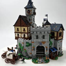 6609PCS Medieval Border Black Falcon's Castle Building Blocks With Light Fortress Model Toys Streetscape Assembly Bricks Kit Desktop Ornaments Ideal Birthday Christmas Gifts