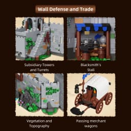6609PCS Medieval Border Black Falcon's Castle Building Blocks With Light Fortress Model Toys Streetscape Assembly Bricks Kit Desktop Ornaments Ideal Birthday Christmas Gifts