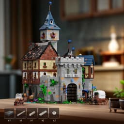 6609PCS Medieval Border Black Falcon's Castle Building Blocks With Light Fortress Model Toys Streetscape Assembly Bricks Kit Desktop Ornaments Ideal Birthday Christmas Gifts