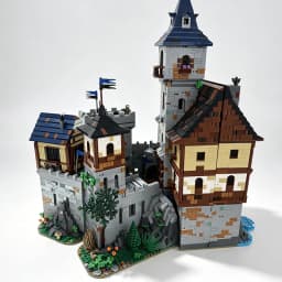 6609PCS Medieval Border Black Falcon's Castle Building Blocks With Light Fortress Model Toys Streetscape Assembly Bricks Kit Desktop Ornaments Ideal Birthday Christmas Gifts