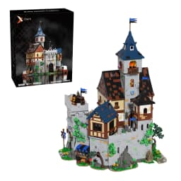 6609PCS Medieval Border Black Falcon's Castle Building Blocks With Light Fortress Model Toys Streetscape Assembly Bricks Kit Desktop Ornaments Ideal Birthday Christmas Gifts