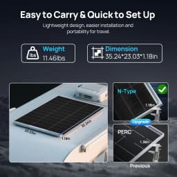 ECO-WORTHY 200W Solar Panel N-Type, 2PCS 100 Watt 12V Solar Panel with 25% Efficiency,200W N-Type 16BB Solar Panels for RV,Marine, Rooftop,Trailer Camper,Farm and Other Off-Grid System
