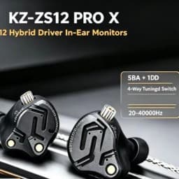In Ear Monitor IEM Headphones KZ ZS12 PRO X1DD 5BA Hybrid Wired Gaming Earbuds HiFi Earphones with 2PIN Cable Tunable Full Metal IEM