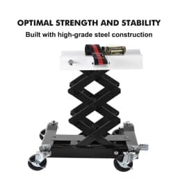 Transmission Jack 450 LBS Capacity: Low Profile Lift with 2M Safety Straps & 4 Brake Wheels, 7-23 Inch Range for Car & Truck Repair (Black)