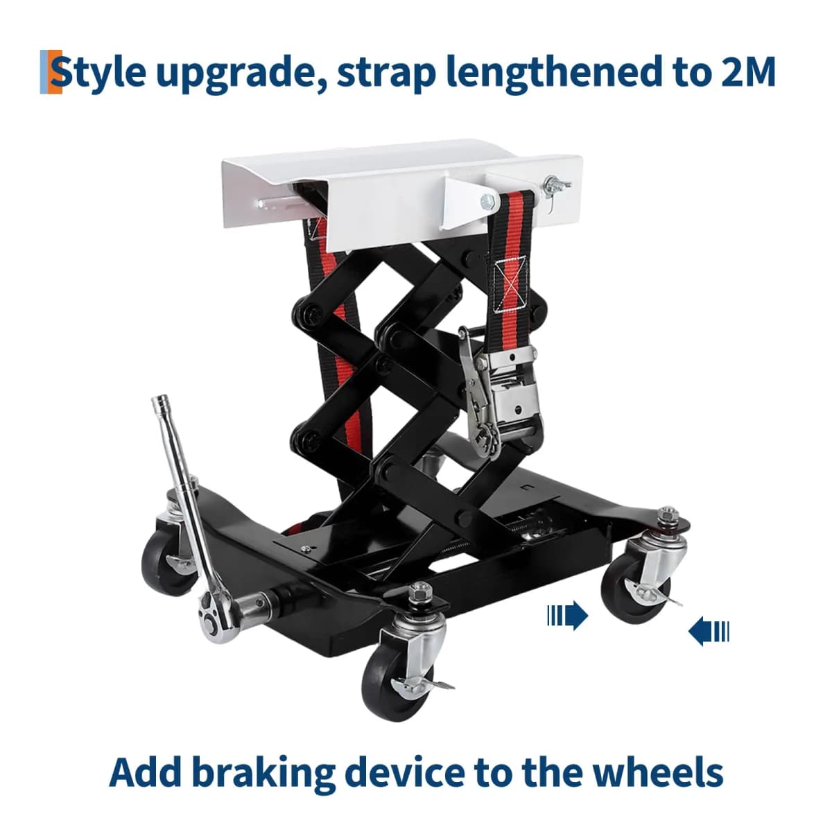 Transmission Jack 450 LBS Capacity: Low Profile Lift with 2M Safety Straps & 4 Brake Wheels, 7-23 Inch Range for Car & Truck Repair (Black)