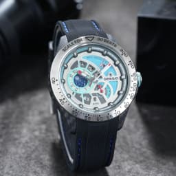 Deesio Luxury Men's Automatic Self-Winding Mechanical Watch | Upgrade Carbon Fiber Case 80g Ultra Lightweight Sport Watch | Multi-Layer 3D Relief Skeleton Dial | Dual Luminous Hands | Soft Silicone Strap | 50M Waterproof Fashion Casual Gift Watch for Men