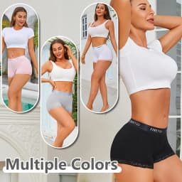 FINETOO 6Pcs/Set Women Soft Cotton Girlshort Underwears Elastic Wide Waistband Lace Edge Boxer Briefs Breathable Anti‑Chafe Panties Safety Shorts For Yoga Workout Home Lounge Wear Plus Size S‑XXL Multi‑Colors Women Underpants