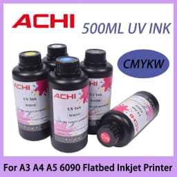 CMYKW 5*500ML UV Ink for R1390 L800 XP600 TX800 Printhead for UV A3 A4 A5 6090 Flatbed Inkjet Printer US Stock
