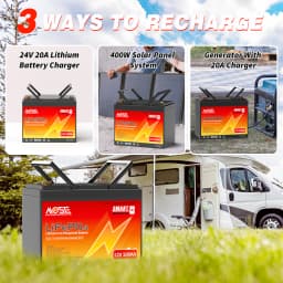 MOSEWORTH 12V 100Ah LiFePo4 Battery Pack Built-in 100A BMS Lithium Iron Phosphate Battery Rechargeable Bateria For Solar Boat