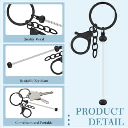 12 Pcs Beadable Keychains Bars Bulk Blank Beaded Metal Keychain for Craft DIY Gift