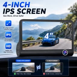 1080P FHD DashCam Car DVR 4-Inch IPS Auto Video Recorder with Three-Lens Rear View Camera Night Vision Black Box