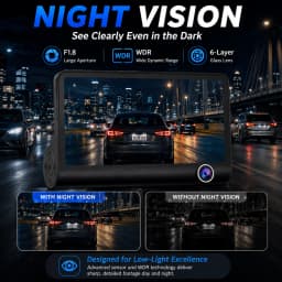 1080P FHD DashCam Car DVR 4-Inch IPS Auto Video Recorder with Three-Lens Rear View Camera Night Vision Black Box