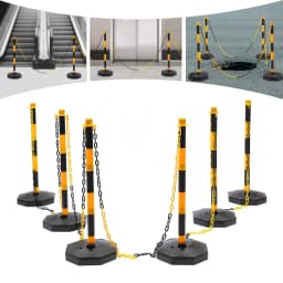 6 Pcs Traffic Cones with Fillable Base Yellow Delineator Post Cone Parking Pole with 6.6in Chains Adjustable Construction Cones