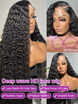 Curly 36 38 inch 13x6 HD Lace Front Human Hair Wigs For Women Brazilian Deep Wave 13x4 Glueless Lace Frontal Wig Pre Pluck Water