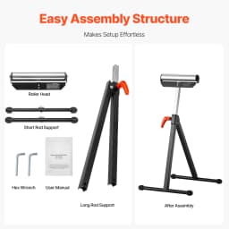 SucceBuy Roller Stand 135lbs/250lbs LBC Adjustable Height with 11.5in Polished Steel Roller Head Woodworking Extension Support