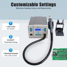 1000W 110V Powerful Hot Air Rework Station Lead-free Digital Hot Air Gun with LCD Display Brushless Turbine Fan