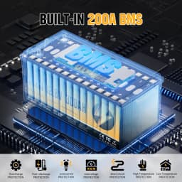 RVPOZWER12V Lithium Battery 100AH 200AH 300AH Nominal Capacity LiFePO4 1280/2560/3480WH BMS Portable Rechargeable 25000Cycles