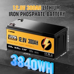 RVPOZWER12V Lithium Battery 100AH 200AH 300AH Nominal Capacity LiFePO4 1280/2560/3480WH BMS Portable Rechargeable 25000Cycles