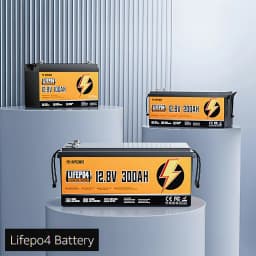RVPOZWER12V Lithium Battery 100AH 200AH 300AH Nominal Capacity LiFePO4 1280/2560/3480WH BMS Portable Rechargeable 25000Cycles