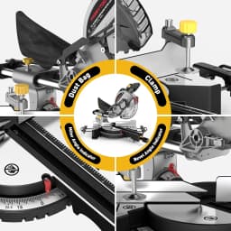 10/12 Inch Single/Dual-Bevel Sliding Compound Miter Saw, 5000/3800RPM, 0-45°, 15 Amp, 36T Blade Precision Cutting Power Saw