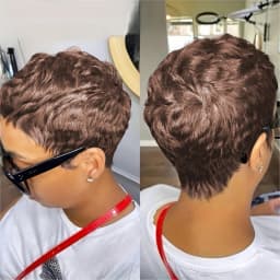 Curly Wave Wig 150% Density 4Inch Pixie Cut Curly Wave Human Hair Wig for Women Full Machine Made Wig for Daily Wear and Party