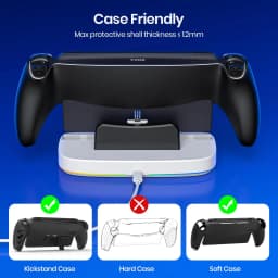 NEWDERY Charger Dock for PS Portal Portable Charging Station Magnetic Connector Charging Stand with RGB Light and Type-C Cable