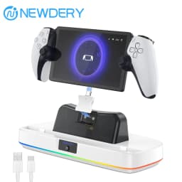 NEWDERY Charger Dock for PS Portal Portable Charging Station Magnetic Connector Charging Stand with RGB Light and Type-C Cable