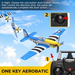 Volantexrc 4-CH P-51D Mustang RC Plane, One-Key Aerobatic, 6-Axis Gyro, 30 Min Flight, Beginner to Pro, Ideal Outdoor Gift.