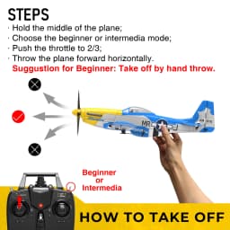 Volantexrc 4-CH P-51D Mustang RC Plane, One-Key Aerobatic, 6-Axis Gyro, 30 Min Flight, Beginner to Pro, Ideal Outdoor Gift.