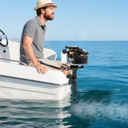 Outboard Engine 2900W 4HP 4-Stroke Jet Pump Outboard Motor 55cc Air-Cooled Marine Engine Motors 1102lbs Thrust Fuel-Efficient Boat Engine for Freshwater Boats Under 13.12ft