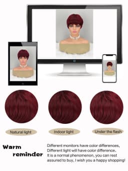 Short Pixie Wigs for Pixie Cut synthetic Wig Human Hair Short Burgundy Wigs Glueless Boy Cut Wig Red Wig for Women